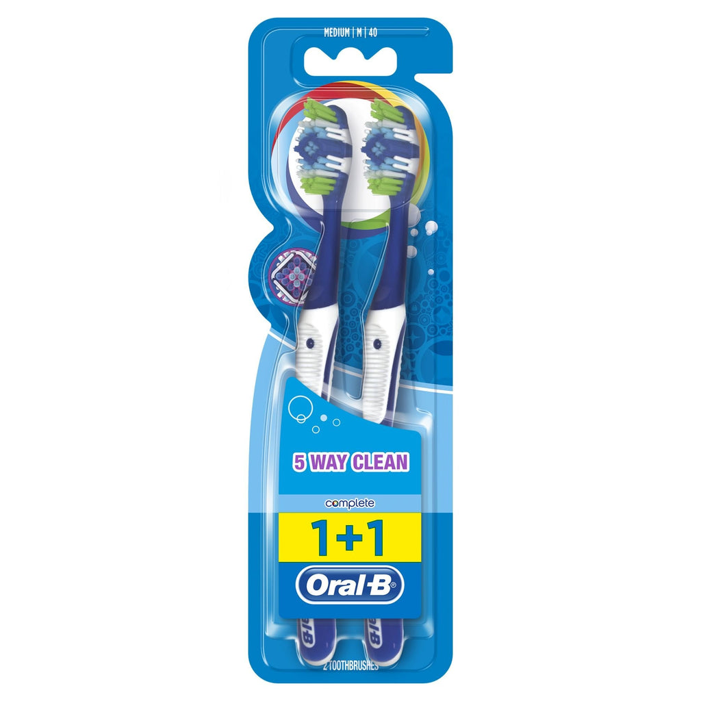 [Australia] - Oral-B Complete 5 Way Clean Manual Toothbrush Medium, 2 Pieces 