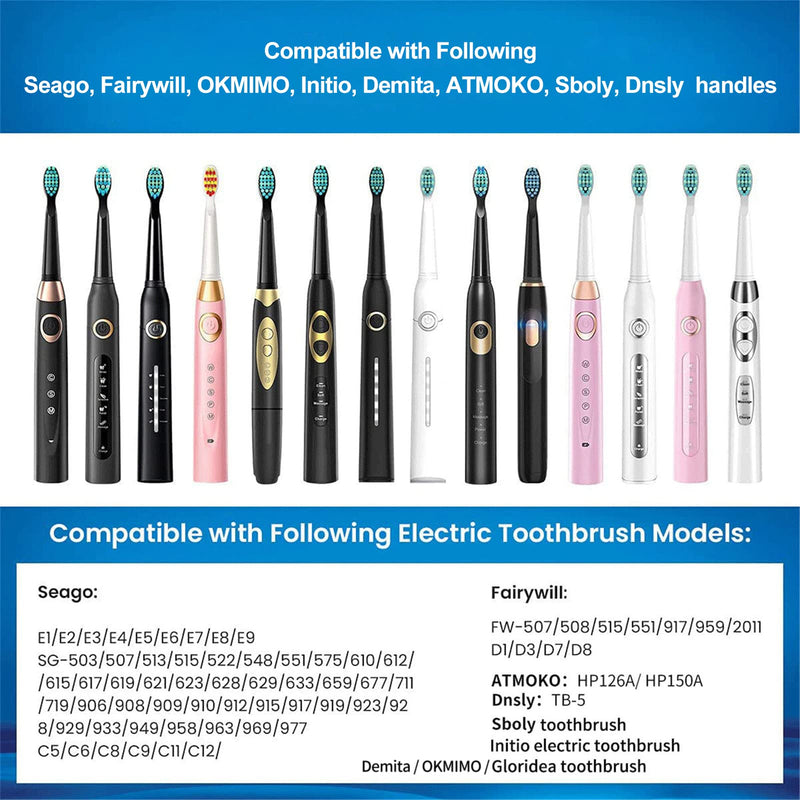 [Australia] - Electric Toothbrush Heads 5pc Compatible for Fairywill Fairywell Fairy Will D7/D8/FW507/FW508/FW551/917/959/2011/Seago E9 SG-507 SG-958/Dnsly/Sboly/OKMIMO Soft Replacements Head (5 White Heads) 5 White Heads 