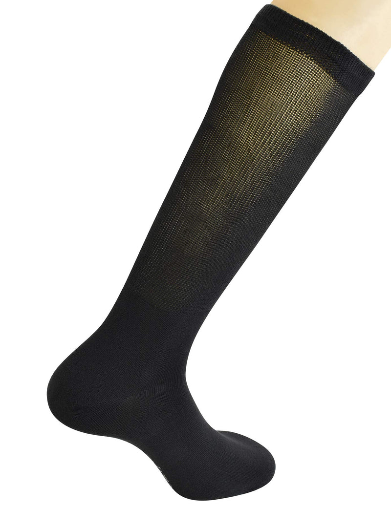 [Australia] - Yomandamor Mens 4 Pairs Over the Calf Super Soft Diabetic/Dress Socks with Seamless Toe 10-13 4 Pairs Black 