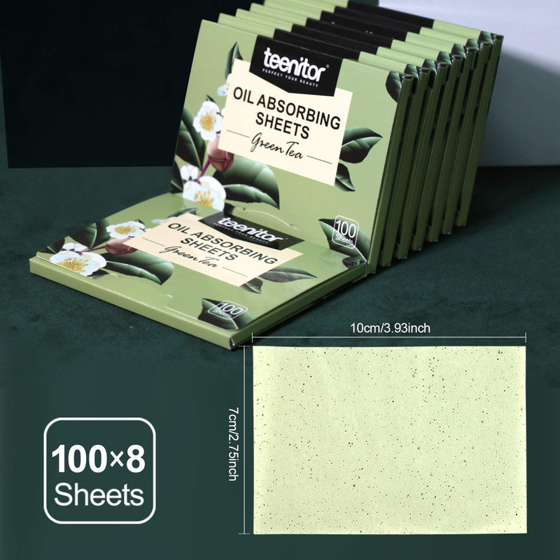 [Australia] - Teenitor Oil Blotting Sheets, 100 Sheets Green Tea Oil Absorbing Tissues Paper, Large 10cmx7cm Oil Blotters, Oil Blotting Paper 1 