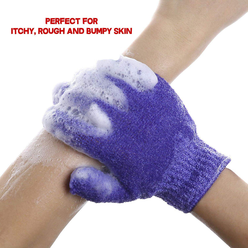 [Australia] - EXCLAIM BEAUTY Exfoliating Gloves Body Scrubber Gloves For Shower, Spa, Massage Shower Gloves Dual Texture Bath Gloves | Dead Skin Remover With Adjustable Straps 1 Count (Pack of 1) Blue 