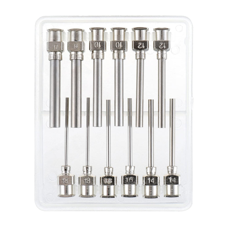 [Australia] - BOJACK 12 Pcs Dispensing Needle 1 Inch Stainless Steel Blunt Tip Luer Lock Stainless Steel Blunt Needles (8, 10, 12, 14, 16, 18 Gauge) 