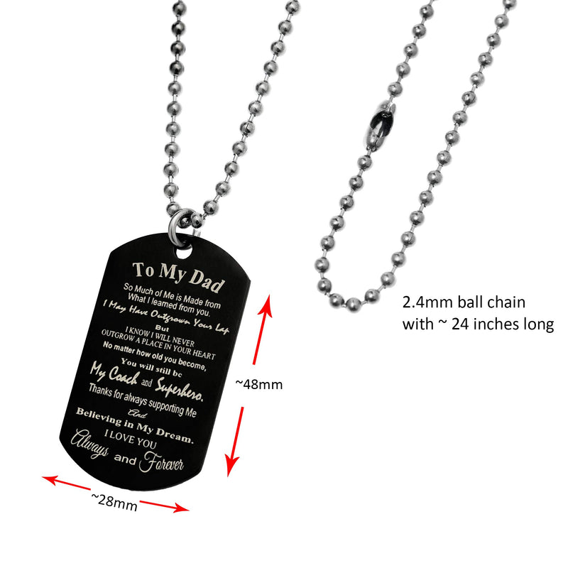 [Australia] - Personalized Photo/Text Message Engraved Superhero Coach Dad Dog Tag Military Pendant Love Note to Father fr Son/Daughter Keychain/Necklace Made In USA Black: Pre-engraved Text Necklace 