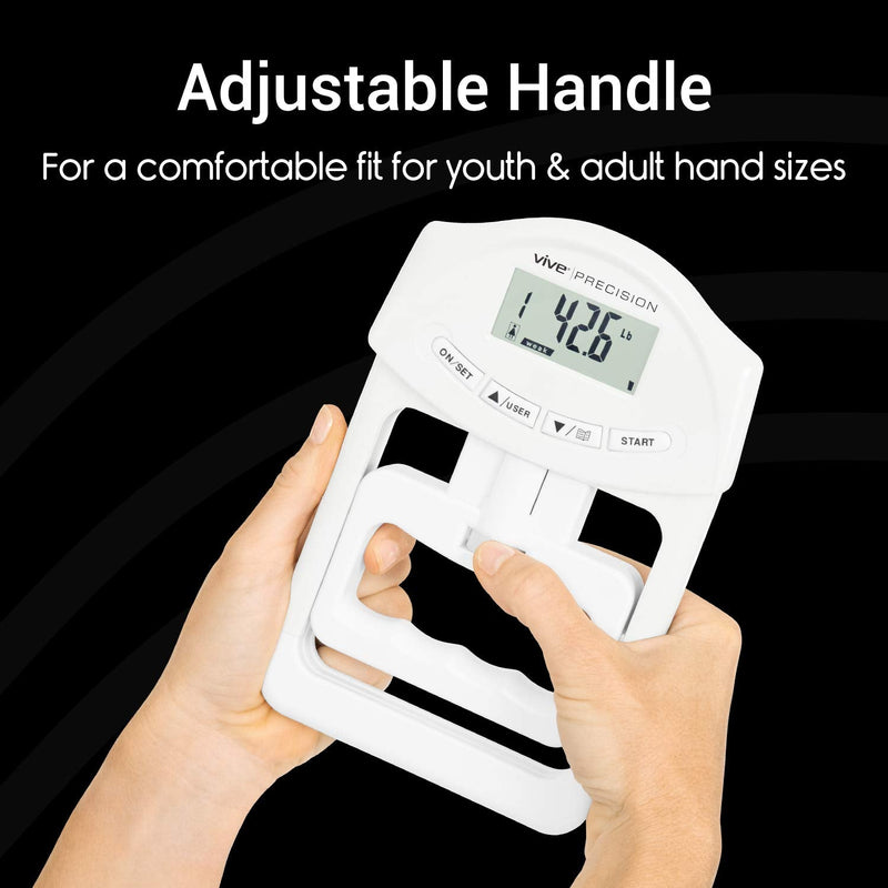 [Australia] - Vive Precision Grip Strength Tester - Dynamometer Trainer For Hand Measurement - Digital Gripper Meter For Forearm, Finger Measuring Or Training - Gripping Strengthener For Athletes, Home, Car, Clinic White 