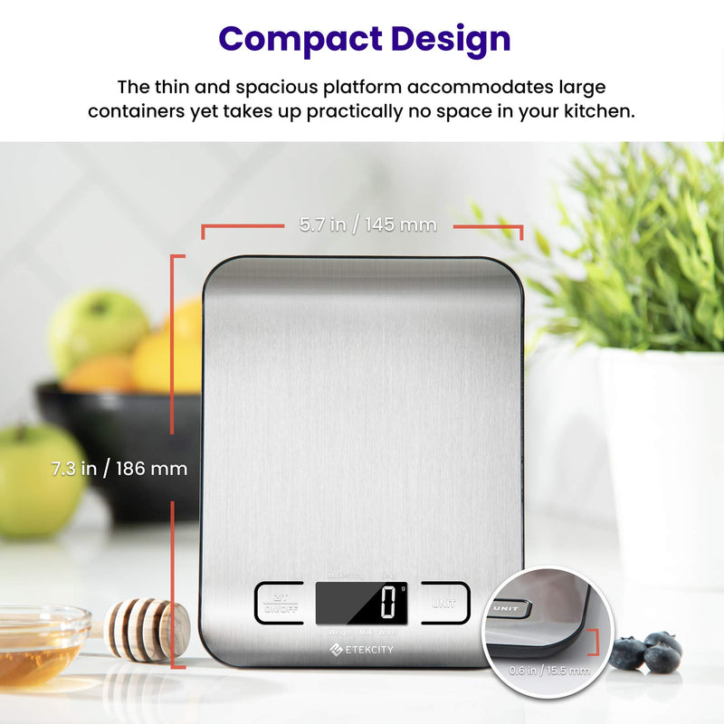 [Australia] - Etekcity Food Kitchen Scale, Digital Grams and Ounces for Weight Loss, Baking, Cooking, Keto and Meal Prep, Medium, 304 Stainless Steel Basic Medium Size 