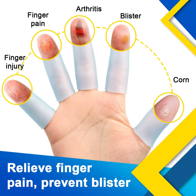 [Australia] - Sumifun Gel Finger Protector, 8 Pcs Silicone Finger Sleeves for Corns, Fingernails Loss, Friction Pain Relief, Blue 