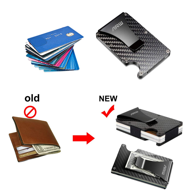 [Australia] - Carbon Fiber Wallet, ARW Metal Money Clip Wallet, RFID Blocking Minimalist Wallet for Men Aluminum Slim Cash Credit Card Holder 