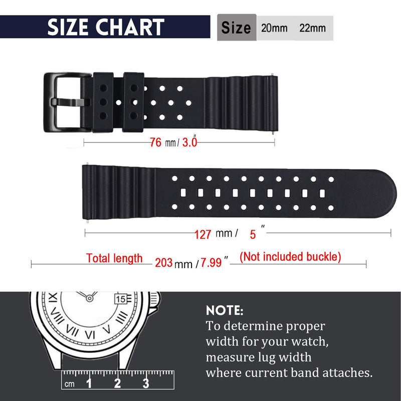 [Australia] - Carty Silicone Watch Bands Quick Release Rubber Watch Straps for Men Women Premium Quality Waterproof - 20mm, 22mm,24mm Rubber Straps Black/Black buckle 