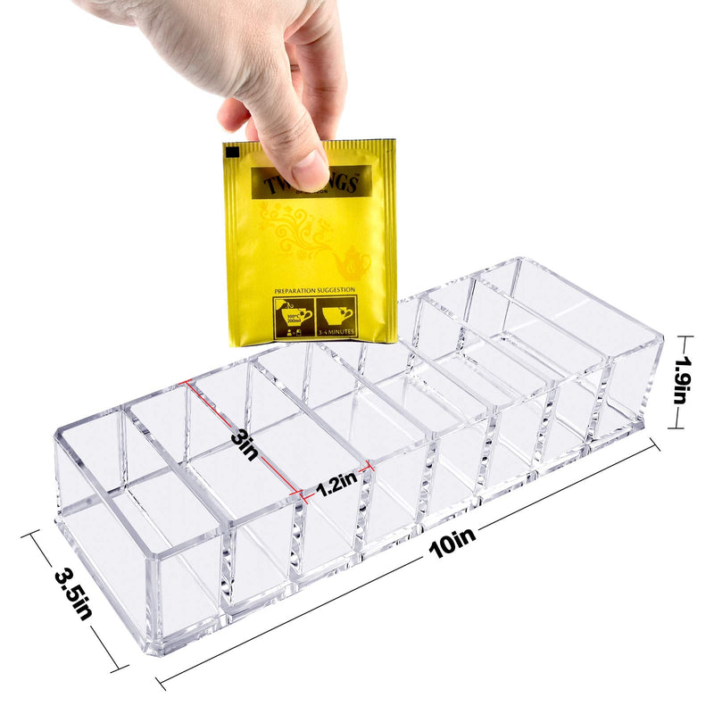 [Australia] - Tea Bag Organizer Holder for Kitchen Pantry Cabinet, Countertop, Tea Storage Box Station Bin Caddy Holds Beverage Bags| Sweeter| ketchup packets| Spice Pouches| Dressing Mixes - Transparent 