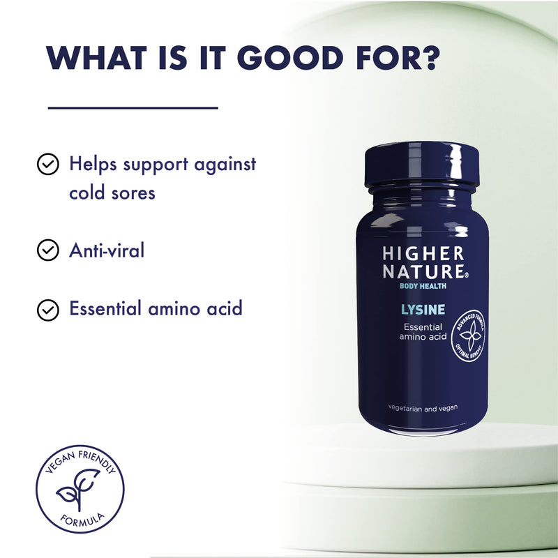 [Australia] - Higher Nature - Lysine - Essential Amino Acid- 500mg - Supports Collagen - Supports Cold Sore Treatment - Vegetarian & Vegan - 90 Tablets 