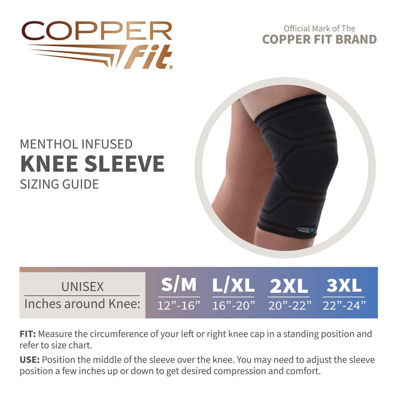 [Australia] - Copper Fit ICE Knee Compression Sleeve Infused with Menthol and CoQ10 2XL 