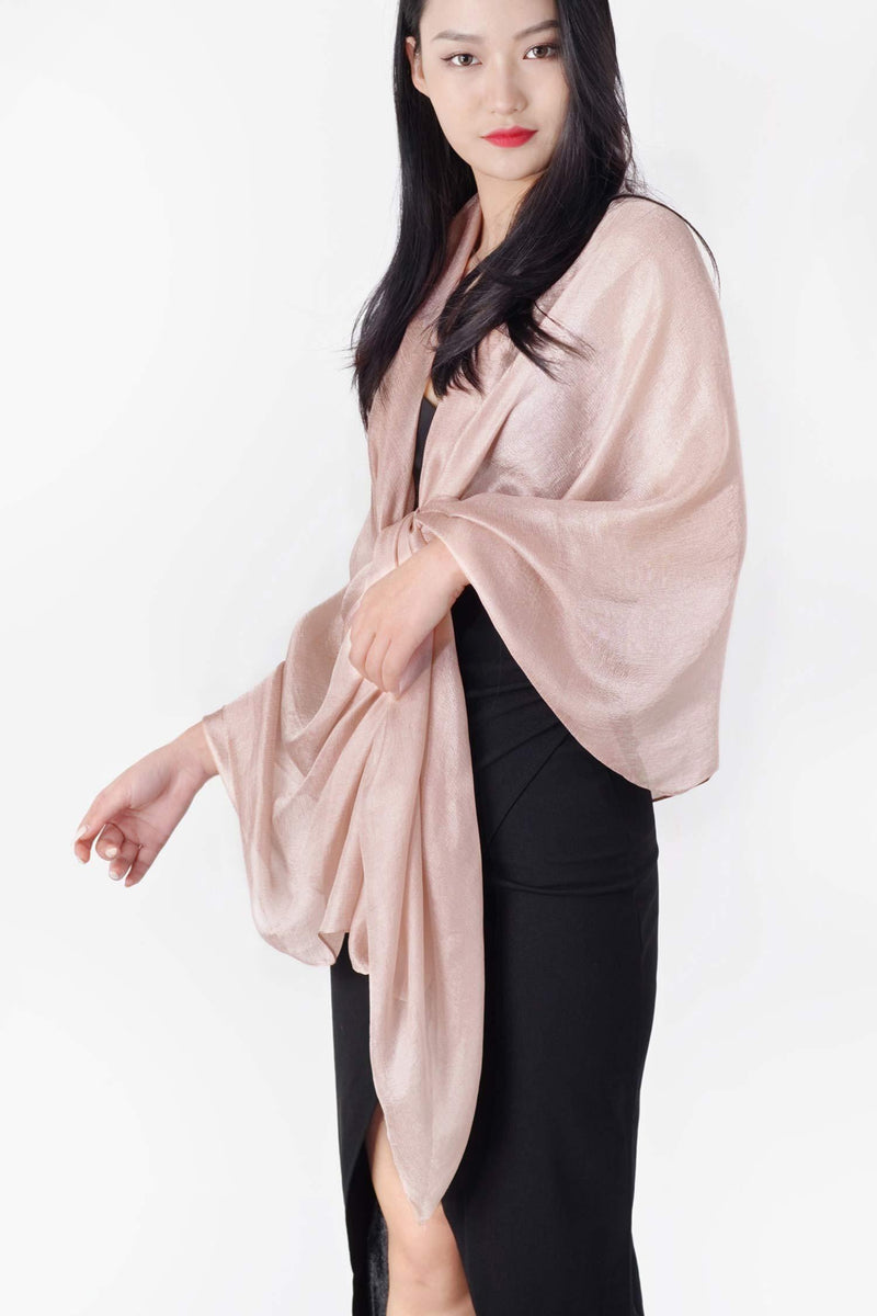 [Australia] - QBSM Women Silky Chiffon Long Scarf Wrap Fashion Lightweight Plain Neck Solid Large Pashmina Shawl Pink-1 