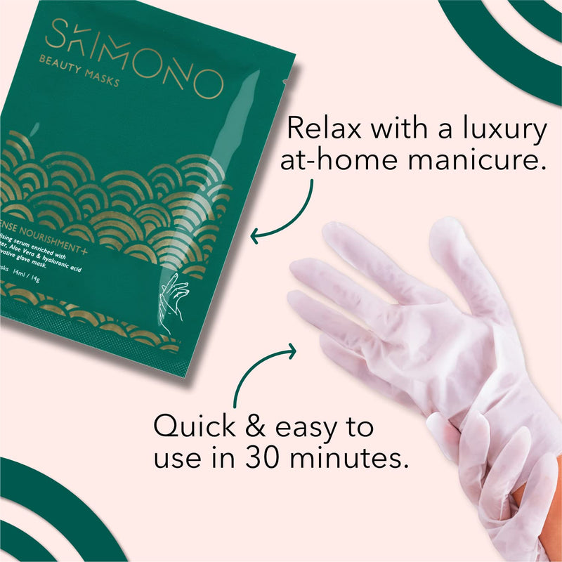 [Australia] - Luxury Moisturising Hand Masks for Dry Hands - Premium Revitalising Serum with Shea Butter, Aloe Vera, and Collagen, 1 Pair - Skimono 