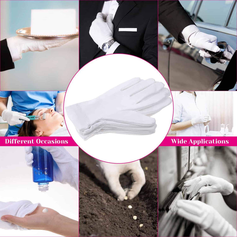 [Australia] - 100% Cotton Gloves for Eczema, Selizo White Cotton Gloves for Women Dry Hands, Moisturizing Cosmetic Night Gloves for Eczema, Dry Hands Moisturizing, Sensitive Irritated Skin Spa Therapy Secure Wristb 