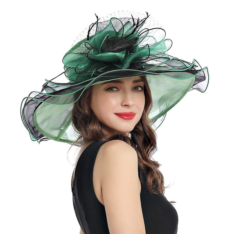 [Australia] - Women's Organza Church Derby Fascinator Cap Kentucky Tea Party Wedding Hat 11a-geen 