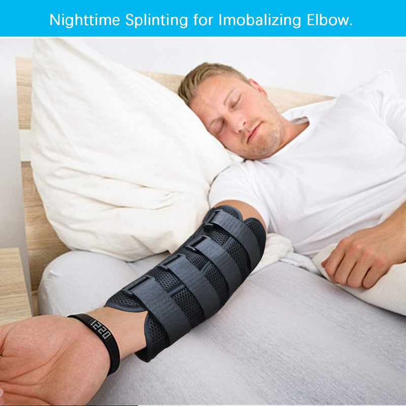 [Australia] - Elbow Brace Splint Immobilizer Stabilizer for Ulnar Nerve Entrapment & Cubital Tunnel Syndrome, Adjustable Elbow Nighttime Support, Keep Arm Straight for Sleeping (L/XL) L/XL 