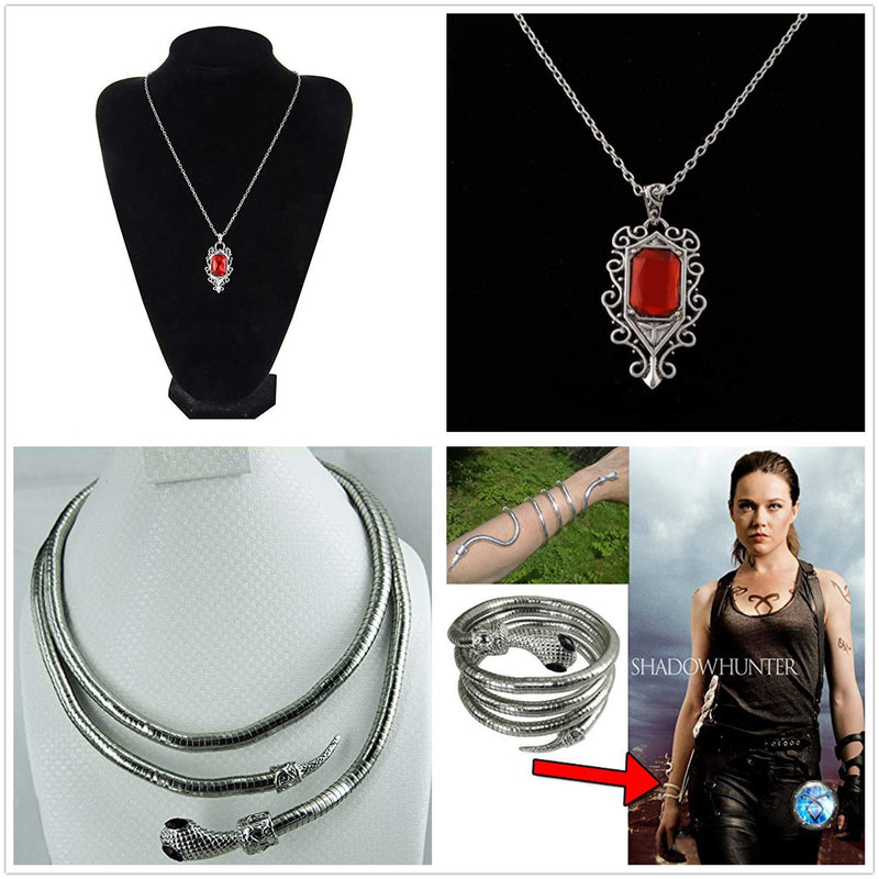 [Australia] - YouU 2 Pcs City of Bones Isabelle Lightwood's Electrum Whip Serpent Snake Bracelet and Necklace Set with Storage Box 