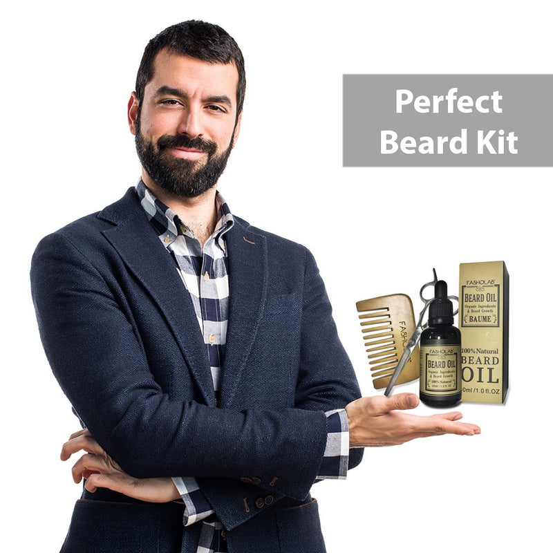 [Australia] - Beard Grooming Kit for Men - Organic Beard Growth - Professional Barber Beard Trimming Set - Beard Brush Beard Oil Wooden Comb Sharp Stainless Steel Scissors - Scented Beard Gift for Him 