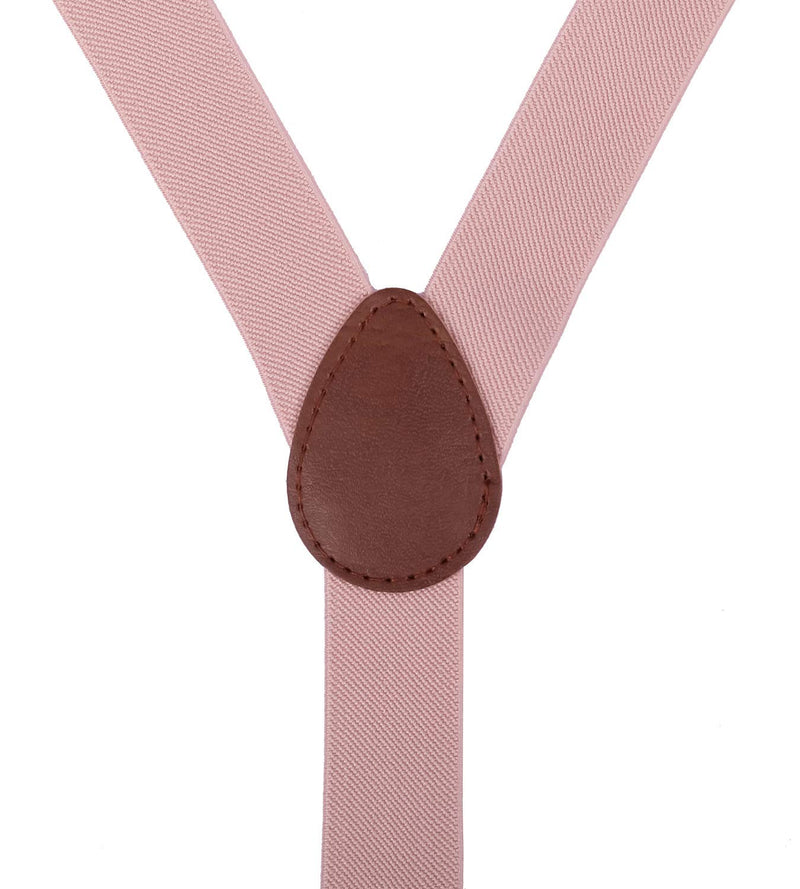 [Australia] - ORSKY Men Boys Suspenders and Bow Tie Adjustable with Copper Clips L: 40" (8-15 yrs) 2_ Blush Pink 