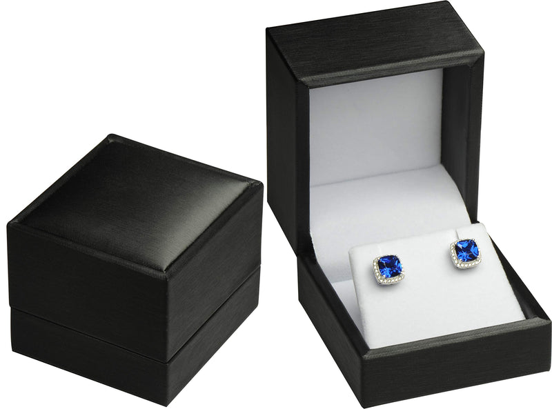 [Australia] - Black Earring Necklace Pendant Set Jewelry Gift Box Premium Soft Touch PU Leather Exterior Material Pure White Velvet Interior Size 2.5〞(W)2.5〞(D)2〞(H) 1 Black PU Earring Box 