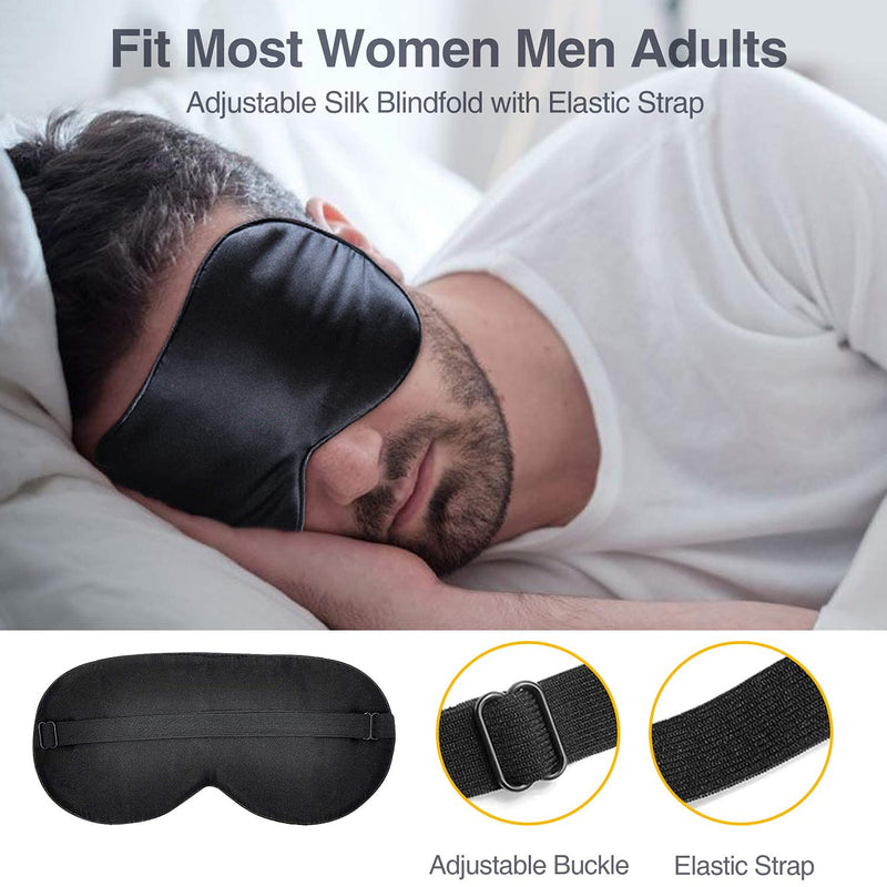 [Australia] - Silk Eye Mask, 2 Pack Natural Silk Sleep Mask with Adjustable Strap and Ear Plugs, Eye Sleep Shade Cover, Blocks Light Sleeping Eye Mask for Women Men 