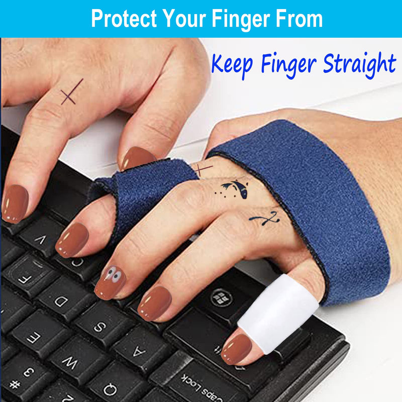 [Australia] - 1 Pairs Trigger Finger Splint Left and Right Hand, Adjustable Mallet Finger Support Brace with 4 Gel Sleeves for Broken Fingers, Finger Stabilizer with Built-in Aluminium Bar for Sprains Blue 