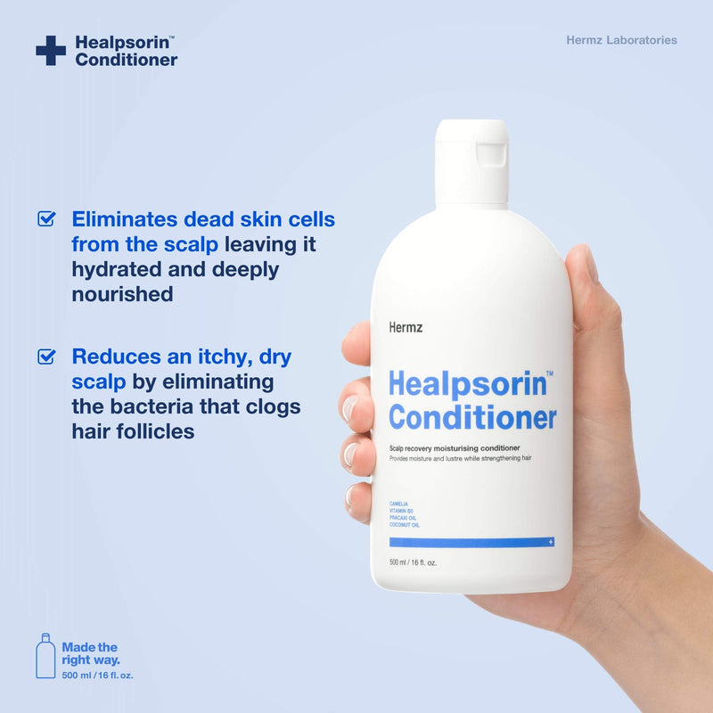 [Australia] - Healpsorin Healthy Hair Psoriasis Conditioner for Dry Scalp - Camellia Oil, Arginine, Coconut Oil & Vitamin B5 - Relieves Dandruff & Seborrheic Dermatitis Symptoms for Shiny, Flake-Free Hair 