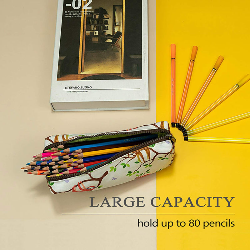 [Australia] - LParkin Cute Sloth Large Capacity Canvas Pencil Case Pen Bag Pouch Gadget Stationary Case Makeup Cosmetic Bag Kawaii Box 