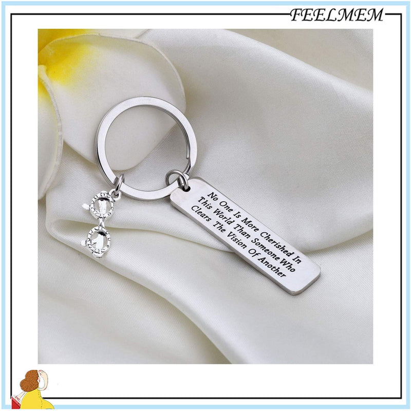 [Australia] - FEELMEM Optometrist Gift Eye Doctor Gift Optician Gift Eye Glasses Keychain No One More Cherished in This World Than Someone Who Clears The Vision of Another Eye Doctor Jewelry silver 