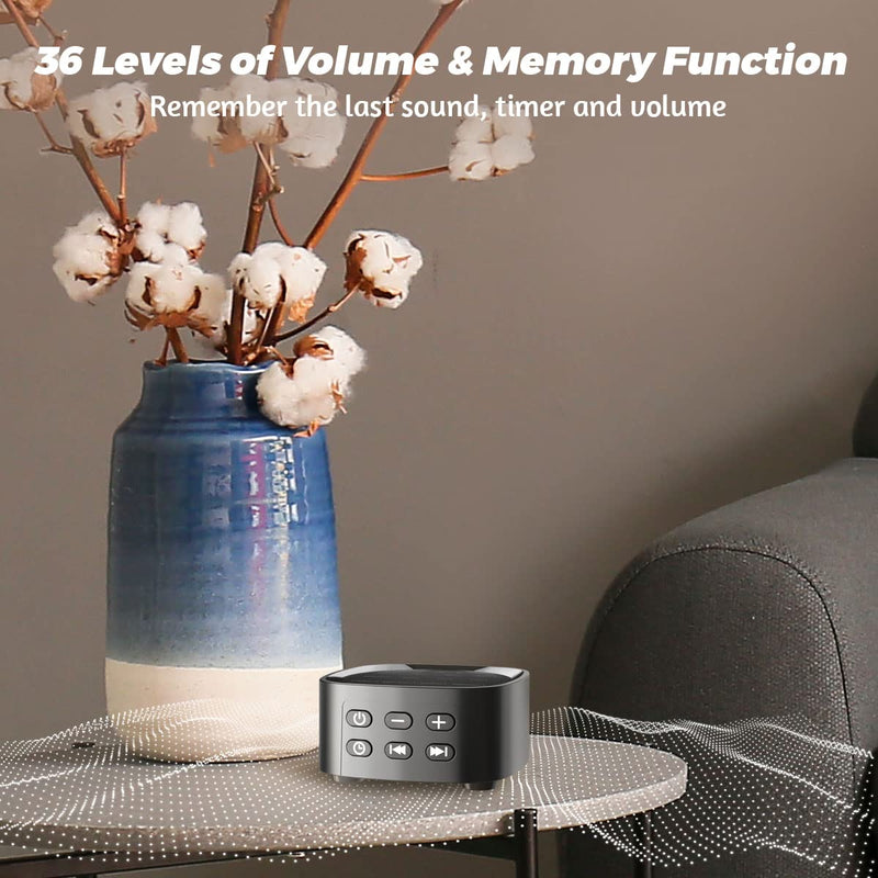 [Australia] - Sleepbox Sound Machines with 36 Volume Levels 5 Timers and Visible Sound Catalog Portable Soothing Sounds and Memory Function Sleep White Noise Machine for Home Office and Travel Black 