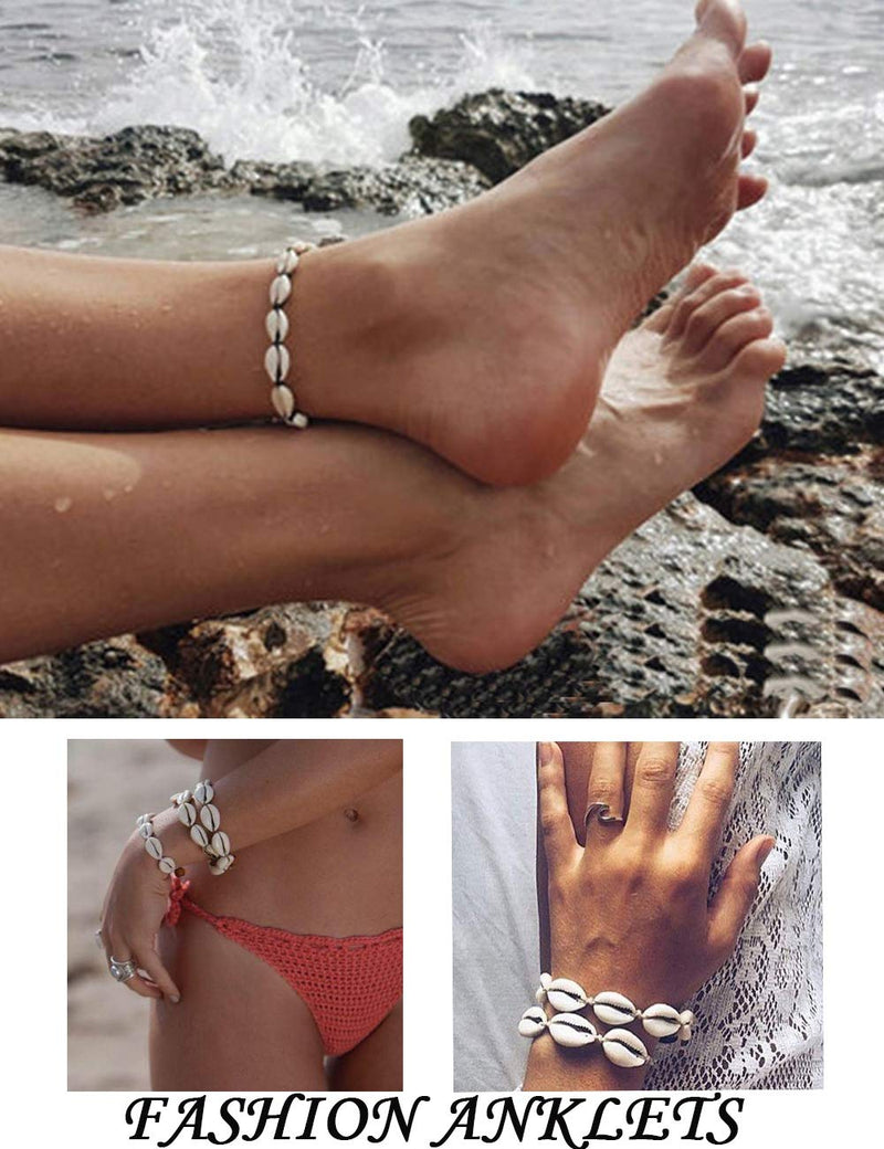 [Australia] - Hanpabum 6Pcs Beach Ankle Bracelets for Women Girls Anklets Adjustable Shell Turtle Starfish Turquoise Charms Anklets Set 
