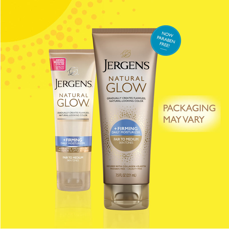 [Australia] - Jergens Natural Glow +FIRMING Self Tanner, Sunless Tanning Lotion for Fair to Medium Skin Tone, Anti Cellulite Firming Body Lotion for Natural-Looking Tan, 7.5 Ounce +Firming Daily Moisturizer, Fair to Medium, 7.5 Ounce 