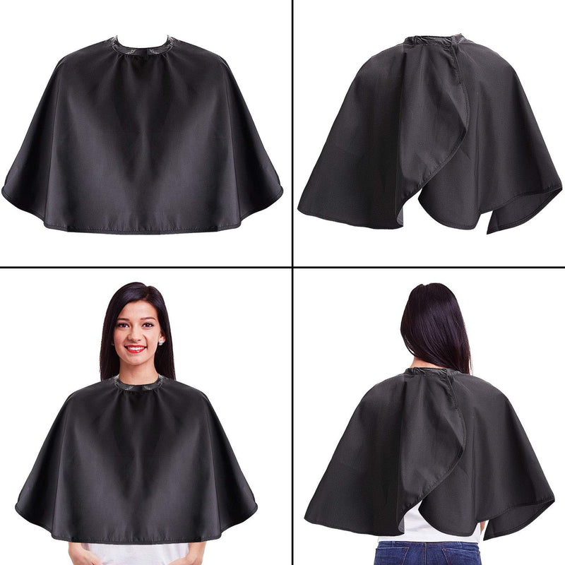 [Australia] - Noverlife Black Makeup Cape, Chemical & Water Proof Beauty Salon Shorty Smock for Clients, Lightweight Comb-out Beard Apron Shortie Makeup Bib Styling Shampoo Cape for Makeup Artist Beautician 