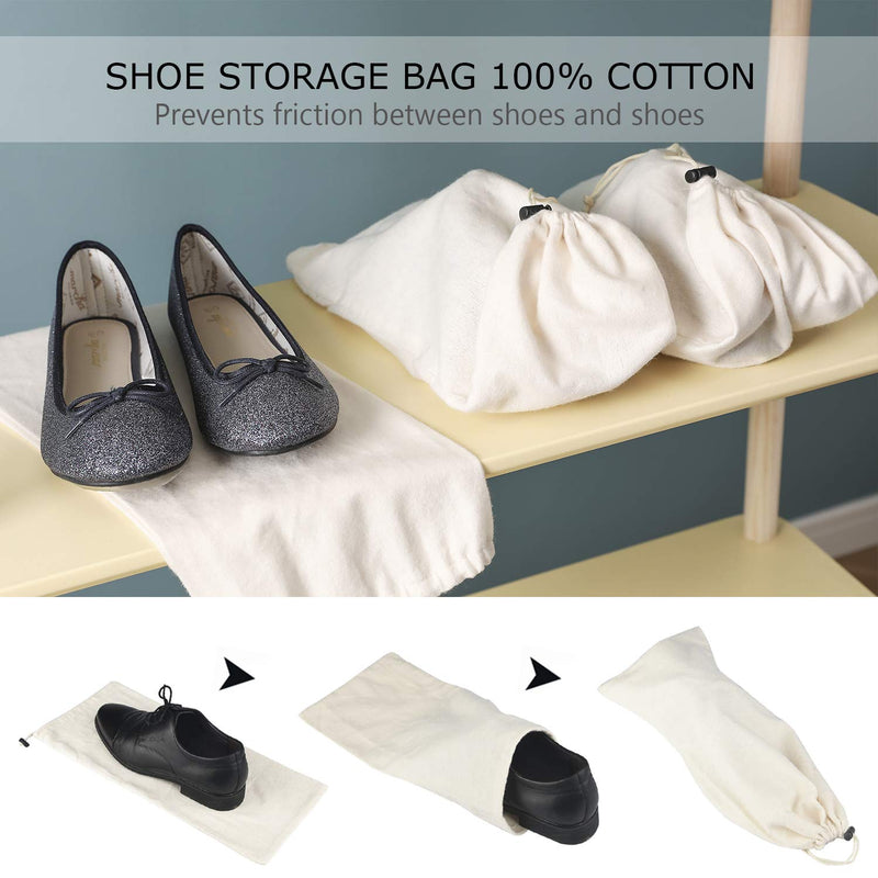 [Australia] - PlasMaller Shoe Storage Bags 100% Cotton with Drawstring for Men and Women for Travel Protecting and Storing Shoes (Beige, Set of 4) Beige, Set of 4 
