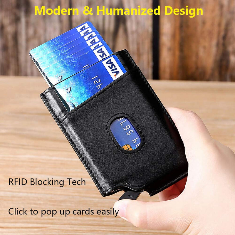 [Australia] - Mens Wallet Pop Up Cards – UpLook Card Holder Wallet RFID Mens Slim Wallet with Money Clip Nappa Black 