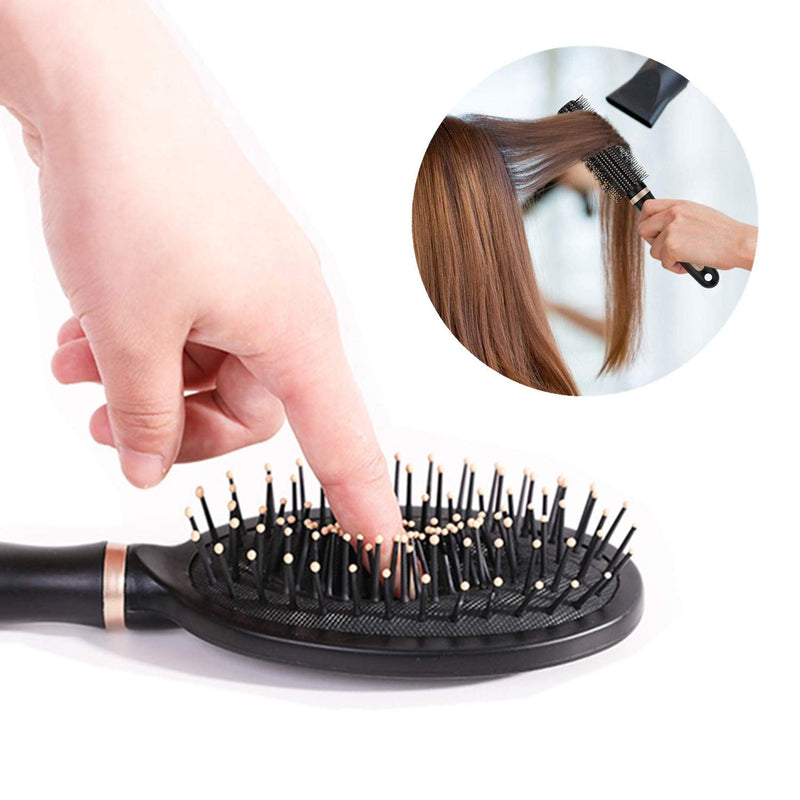 [Australia] - Pack of 4 Hair Brush Set Anti Static Massage Oval Comb Round Hair Brush Vent Hair Brush Detangling Brush Paddle Brush for Women Men Kid All Wet or Dry Hair's Detangle, Massage, Add Shine 