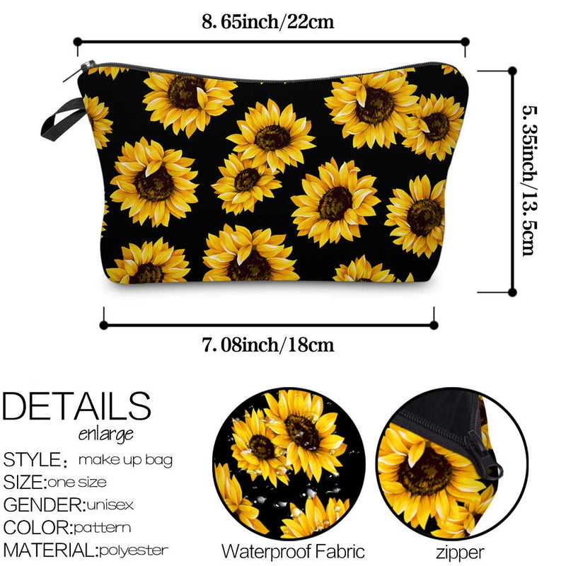 [Australia] - Cosmetic Bag MRSP Makeup bags for women,Small makeup pouch Travel bags for toiletries waterproof sunflower (51728) sunflower (51728) 