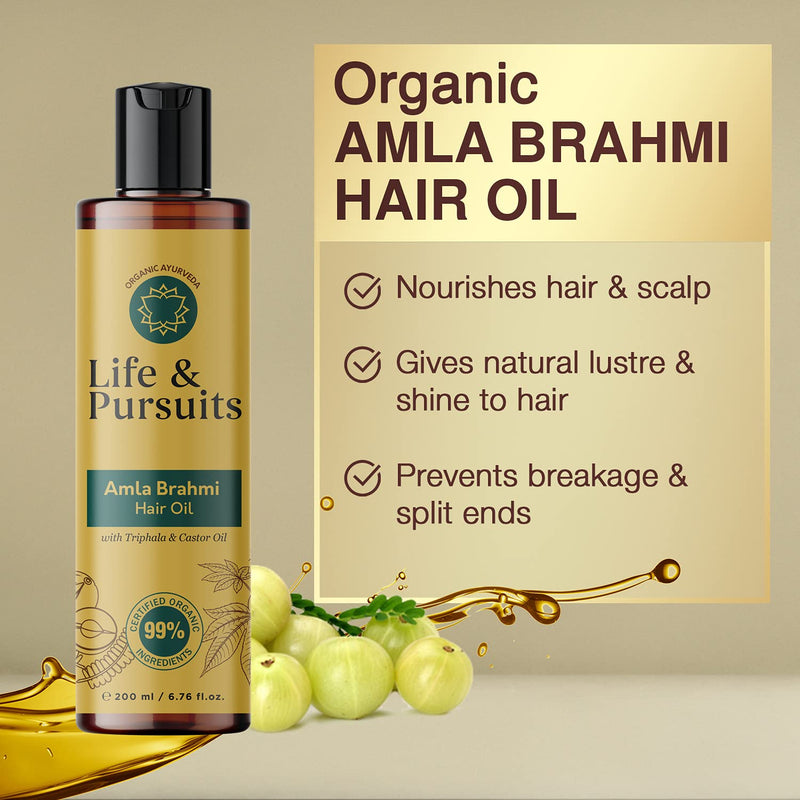 [Australia] - Life & Pursuits Amla Brahmi Hair Oil for Hair Growth - 200 ml Natural & Organic Hair Oil with Coconut, Castor, and Sesame for Strong & Thick Hair (Packaging May Vary) 200 ml (Pack of 1) 