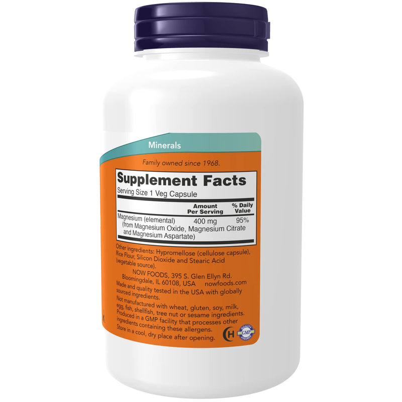 [Australia] - NOW Supplements, Magnesium 400 mg, Enzyme Function*, Nervous System Support*, 180 Veg Capsules 