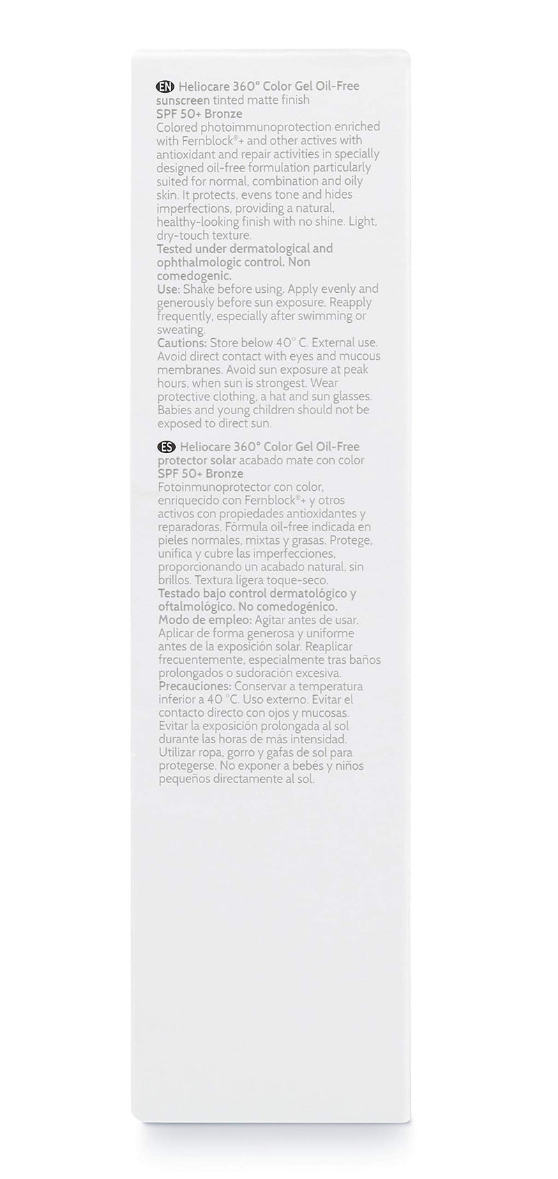 [Australia] - Heliocare 360 Colour Gel Oil-Free Bronze SPF50+ 50ml / Sunscreen For Face/Daily UVA UVB Visible Light Infrared-A Anti-Ageing Sun Protection/Matte Foundation Coverage 