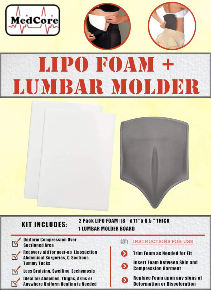 [Australia] - Lipo Foam Post Surgery Kit : 2 Lip foam boards, 1 Lumbar Molder Back Compression Board – Liposuction, C-Section, tummy tucks, Brazilian Butt Lifts 