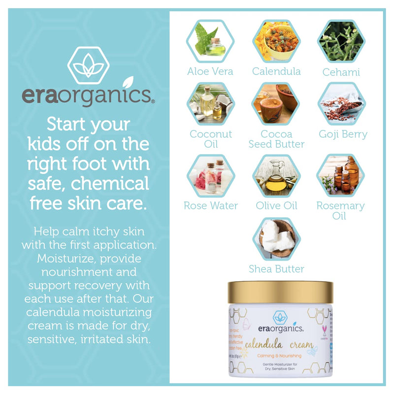 [Australia] - Era Organics Calendula Cream. Extra Soothing And Moisturizing Baby Lotion for Sensitive Skin Prone to Baby Eczema, Cradle Cap, Baby Acne, Rashes, Hives With Cocoa Butter, Rosemary, Zinc Oxide & More 