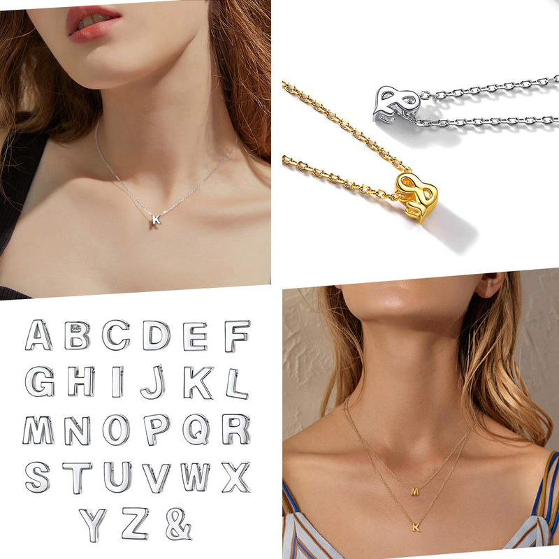 [Australia] - ChicSilver 925 Sterling Silver Letter A-Z Pendant Necklace, Dainty Small Initial Necklace for Women, Silver/Gold (with Gift Box) &-Gold 