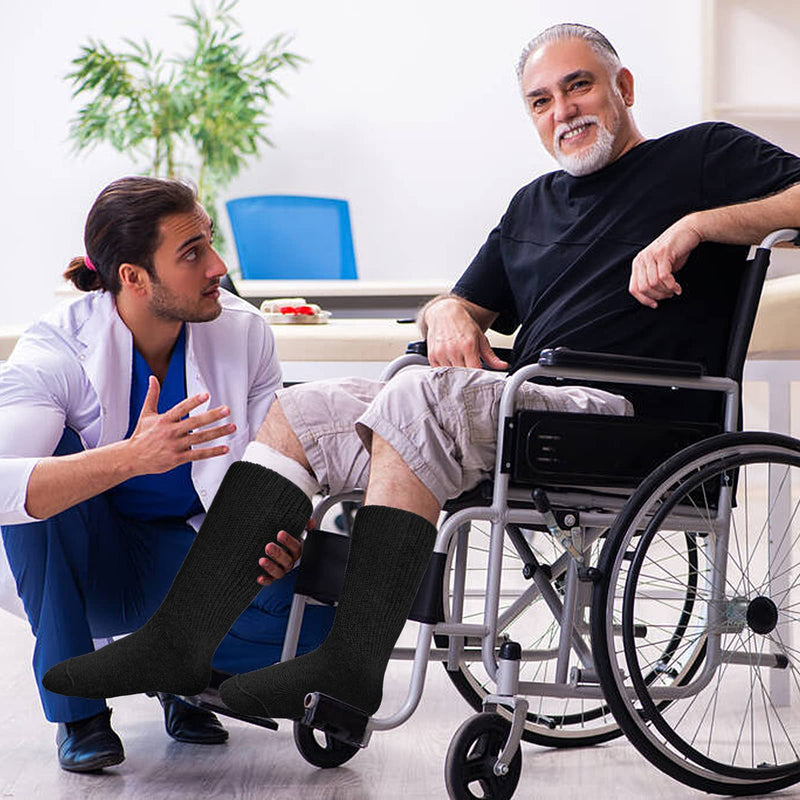 [Australia] - NOVAYARD 3 Pairs Diabetic socks Wide Crew Edema Bariatric Hospital Socks Black Large 