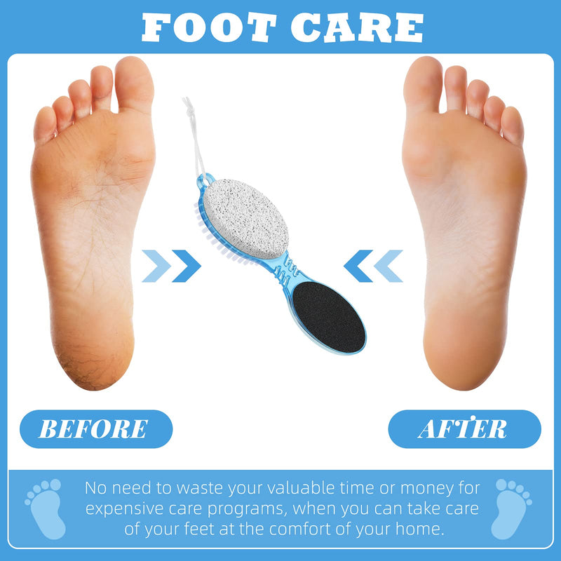 [Australia] - 3 Pieces 4 in 1 Foot Callus Remover, Multi-functional Pedicure Scrubber Exfoliator Tool with Pumice Stone, Hand Toe Nail Cleaning Brush, Foot Rasp for Home Foot Care (Blue) Blue 