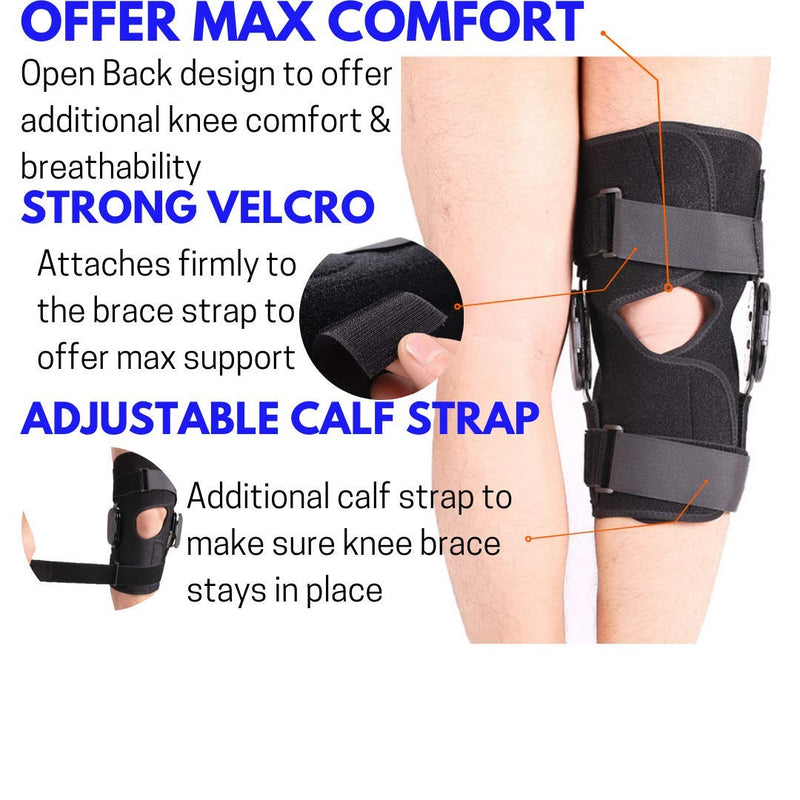[Australia] - Comfyorthopedic Wrap Around Hinged Knee Brace Immobilizer Support For Men & Women Arthritis Meniscus Tear ACL PCL Post Op Leg Stabilizer Locking Knee Brace For Meniscus Tear & Other Injuries 