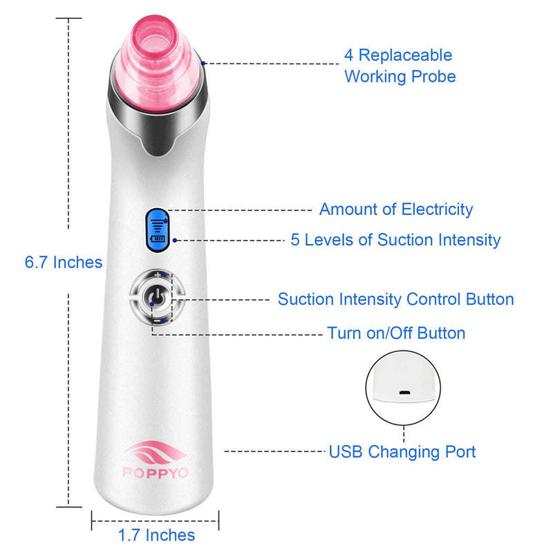 [Australia] - Blackhead Remover Vacuum, POPPYO Blackhead Pore Vacuum, Electric Facial Blackhead & Blemish Removers Cleaner, Blackhead Vacuum for Women（Pink) Pink 