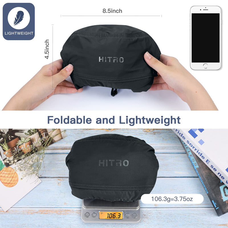 [Australia] - HITRO Sun Fishing Hat, UPF50+ Variable Wide Brim, Removable Top and Neck Flap Black 
