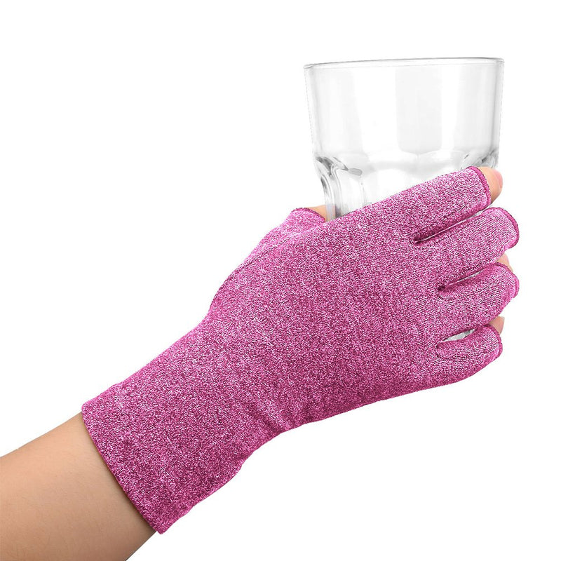 [Australia] - DISUPPO Arthritis Compression Gloves Relieve Pain from Rheumatoid, RSI,Carpal Tunnel, Hand Gloves Fingerless for Computer Typing and Dailywork, Support for Hands and Joints (L, Purple) Large (Pack of 1) 