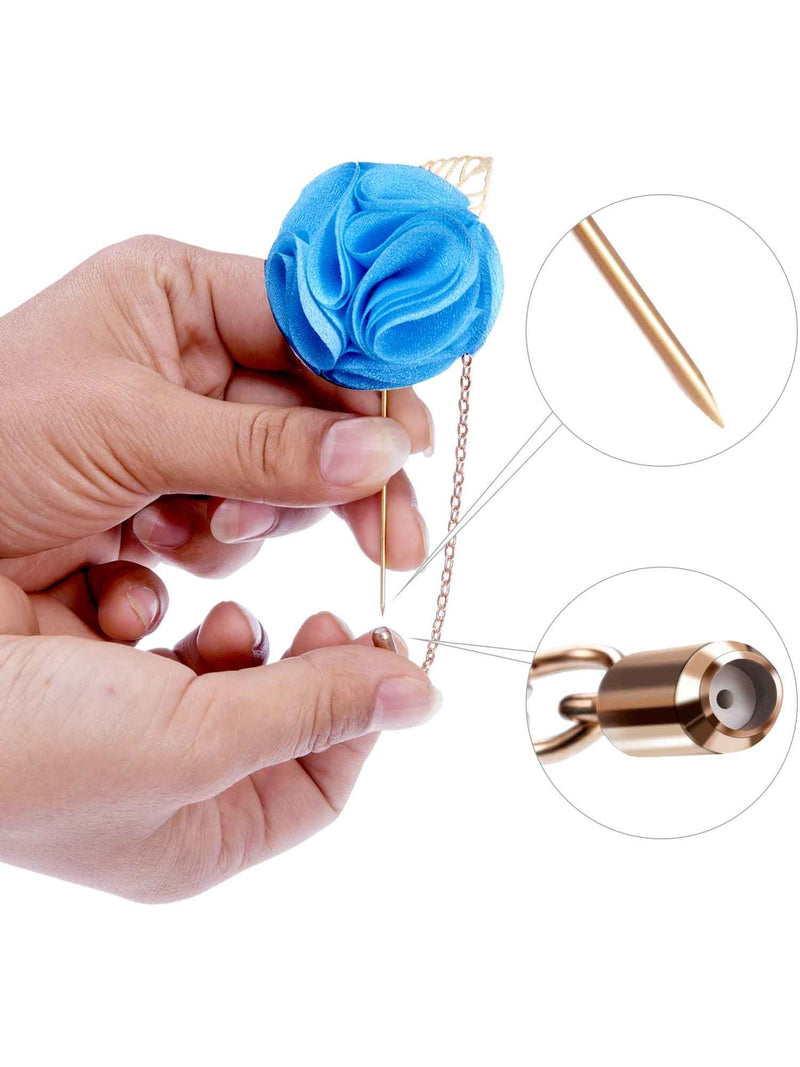 [Australia] - Shappy Men's Satin Lapel Pins with Metal Chain, Handmade Boutonniere Pins with Metal Chain and Storage Box (15 Colors) 